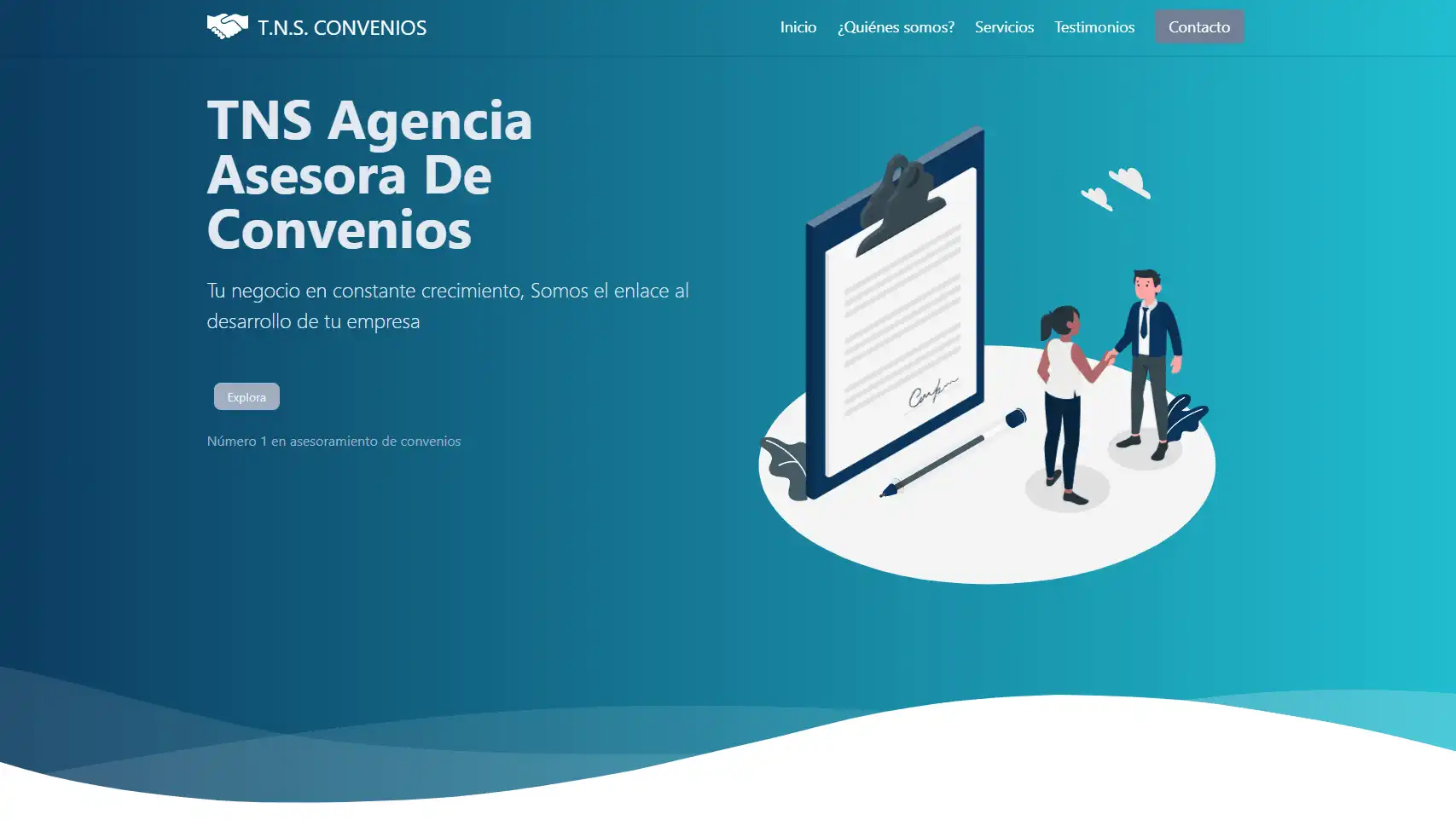 Imagen sobre el SITIO WEB TNS CONVENIOS desarollado por Onixdev