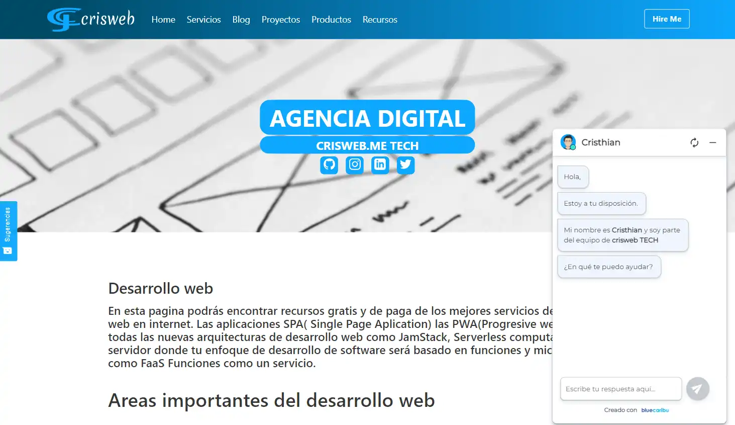 Imagen sobre el BLOG PERSONAL CRISWEB.ME desarollado por Onixdev